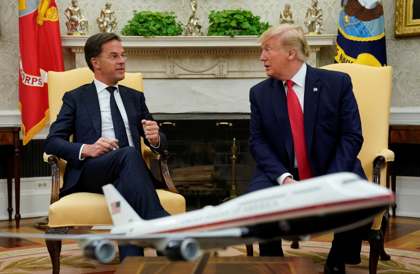 U.S. President Donald Trump meets with Netherlands' Prime Minister Mark Rutte at the White House in Washington, U.S. (photo credit: REUTERS/KEVIN LAMARQUE)