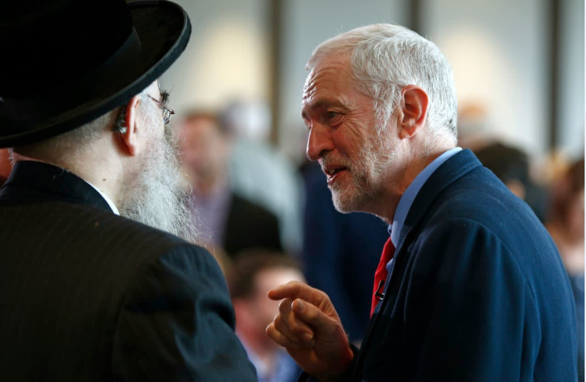 Jeremy Corbyn with Rabbi Pinter, former Labour Labour councillor (photo credit: Courtesy)