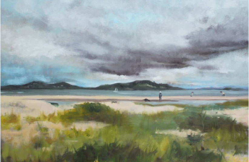 LANDSCAPE PAINTINGS in oils: (from left) St. James Park, London; Stormy Skies Over San Francisco Bay (photo credit: CHERYL KLEIN)