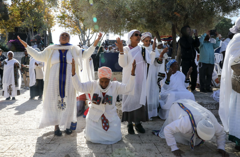 Thousands of Ethiopian Israelis celebrate the holiday of Sigd on November 27, 50 days after Yom Kippur, on Jerusalem’s Haas Promenade (photo credit: MARC ISRAEL SELLEM)