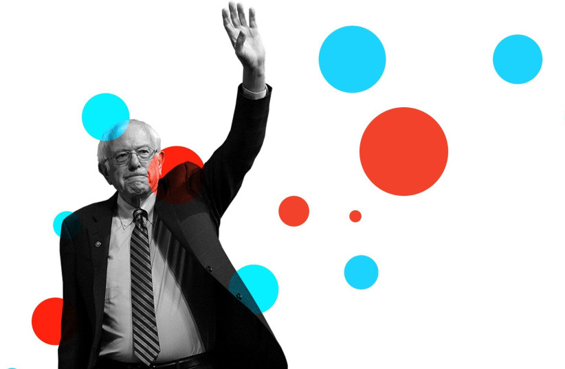 Bernie Sanders is vying to become the nation's first Jewish president. (photo credit: JTA/DAVID BECKER/GETTY IMAGES; DESIGN BY GRACE YAGEL)