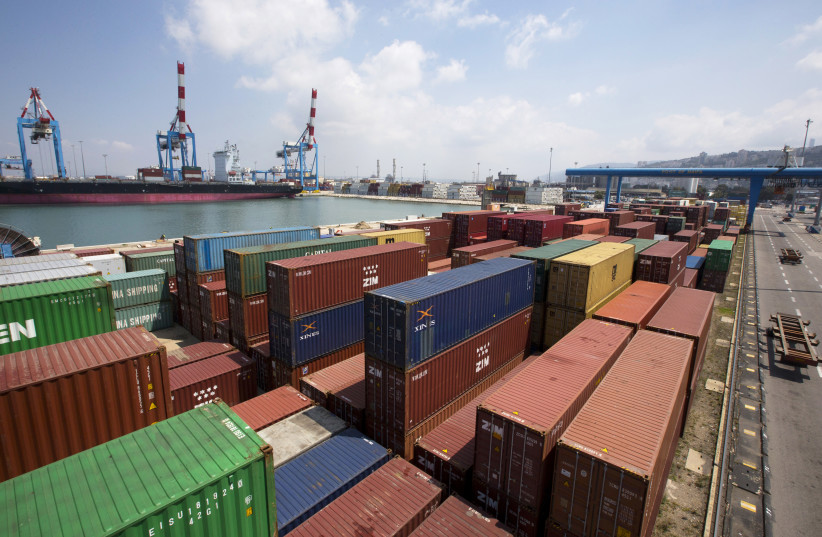 Containers are seen in this general view of the port of the northern city of Haifa April 23, 2013. (photo credit: REUTERS/Ronen Zvulun)