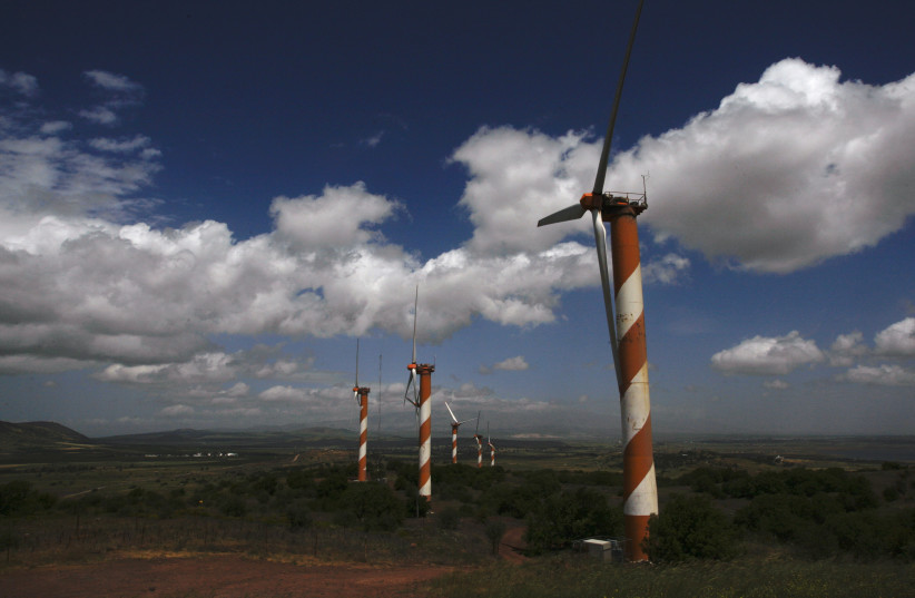 Wind turbines are seen in Golan Heights (credit: REUTERS)