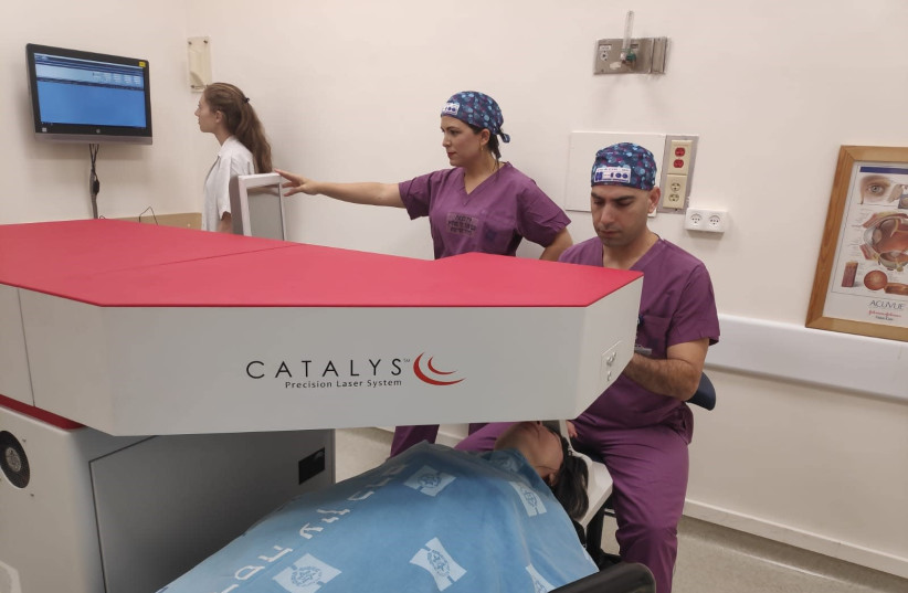 A cataract surgery being performed with new state-of-the-art equipment at Hadassah Medical Center in Ein Kerem (photo credit: Courtesy)