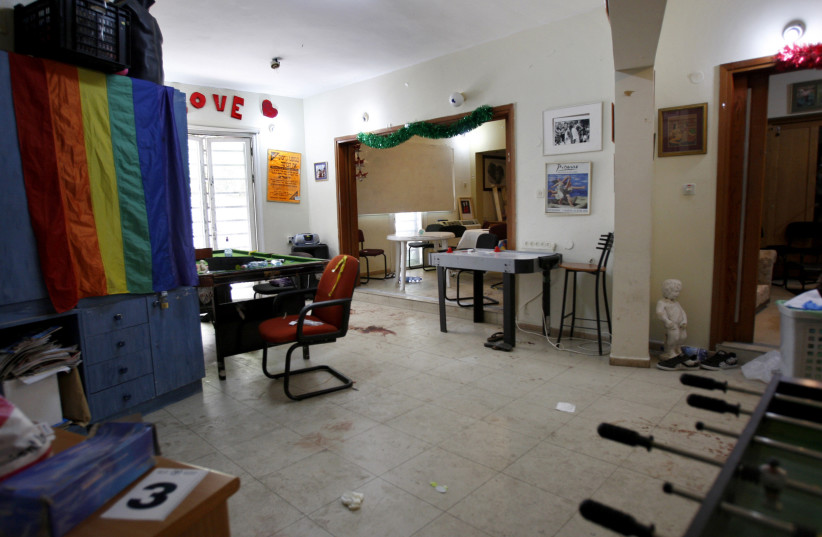 Bar Noar LGBT youth center in Tel Aviv after shooting attack, Aug. 2, 2009 (photo credit: GILI COHEN MAGEN/REUTERS)