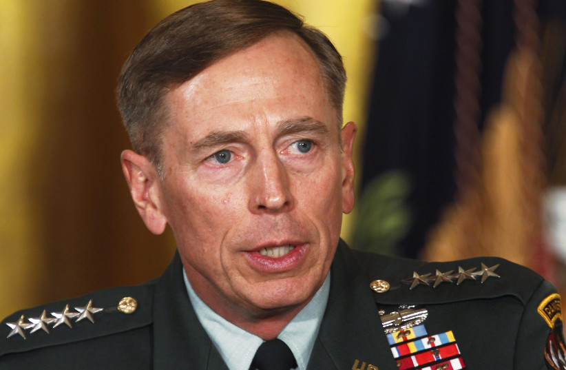 Then US Army Gen. David Petraeus at an event in the White House, April, 2011 (photo credit: LARRY DOWNING/REUTERS)