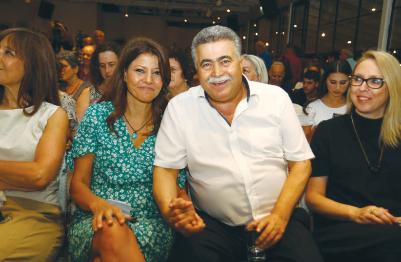 Amir Peretz and Orly Levy-Abekasis at a Labor-Gesher rally in August  (photo credit: EHUD AMITON/TPS)