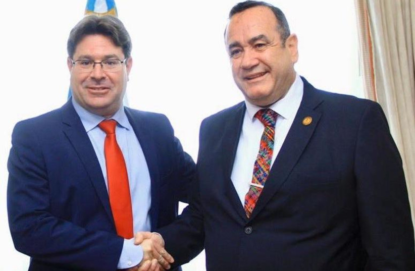Science and Technology Minister Ofir Akunis and new Guatemalan President Alejandro Giammetei (photo credit: Courtesy)