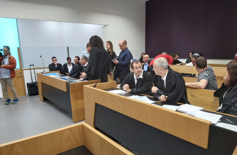 Tel Aviv District Court discusses Amnesty International’s request to revoke NSO’s export license, February 2020 (photo credit: YONAH JEREMY BOB)