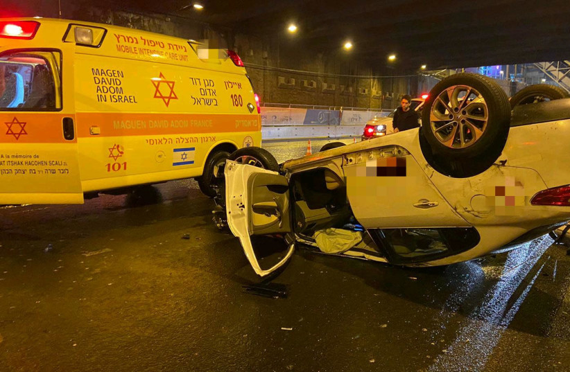 Monday morning's accident that claimed the life of a 65-year-old man in Tel Aviv (photo credit: MDA)