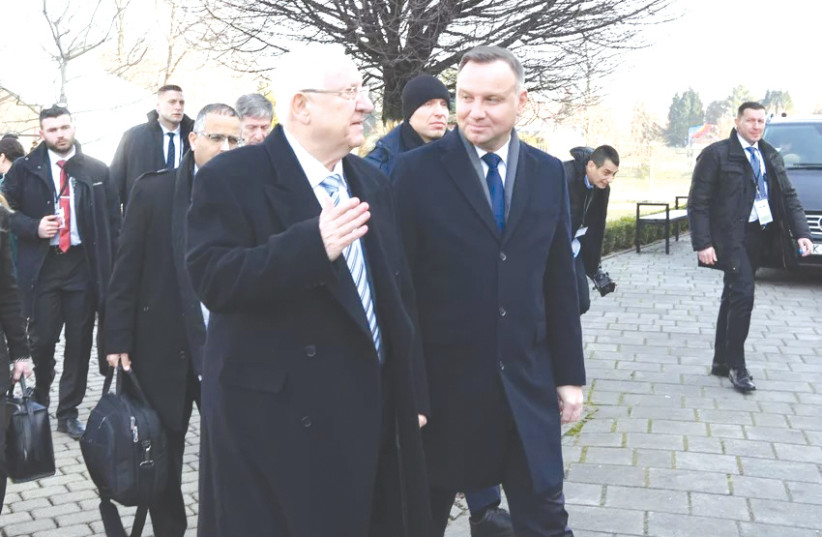 PRESIDENT REUVEN RIVLIN and Polish President Andrzej Duda. (photo credit: AMOS BEN-GERSHOM/GPO)