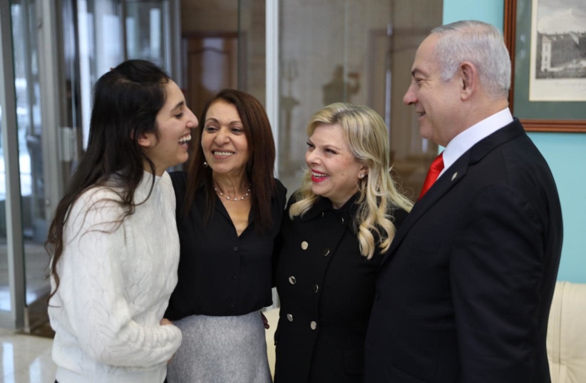 Naama Issachar meets with PM Benjamin Netanyahu after her release, Jan. 30, 2020 (photo credit: Courtesy)