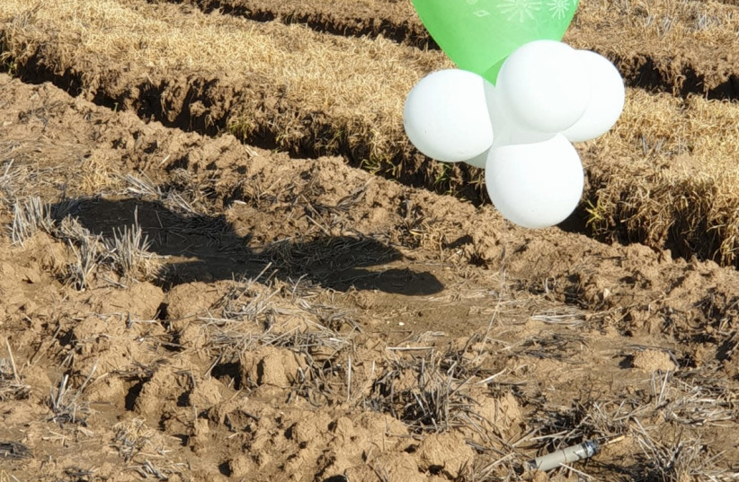 Explosive balloon in the Shaar HaNegev Regional Council, Jan. 30, 2020 (photo credit: ISRAEL POLICE)