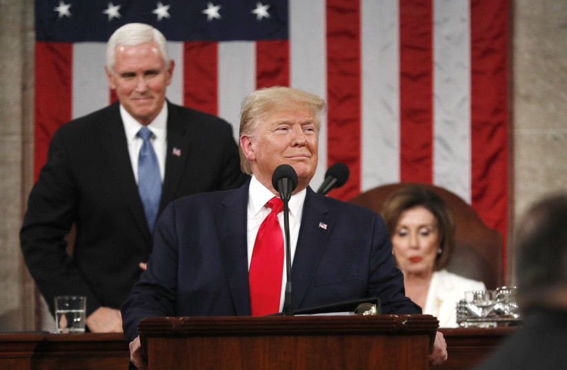 U.S. President Trump delivers State of the Union address at the U.S. Capitol in Washington (photo credit: REUTERS)