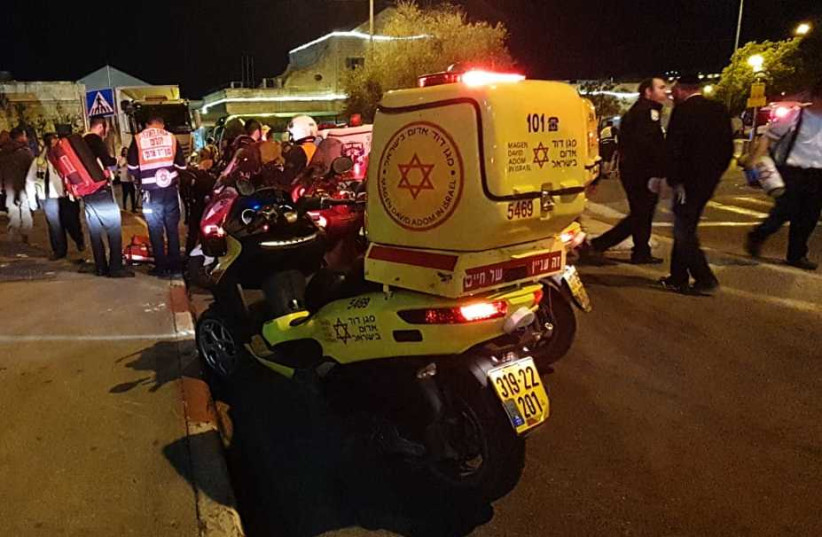 The scene of a suspected car ramming attack in Jerusalem (credit: MDA)