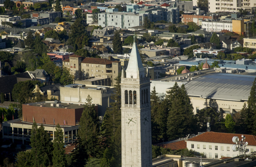 Sather Tower rises above the University of California at Berkeley campus in Berkeley, California May 12, 2014 (photo credit: NOAH BERGER / REUTERS)