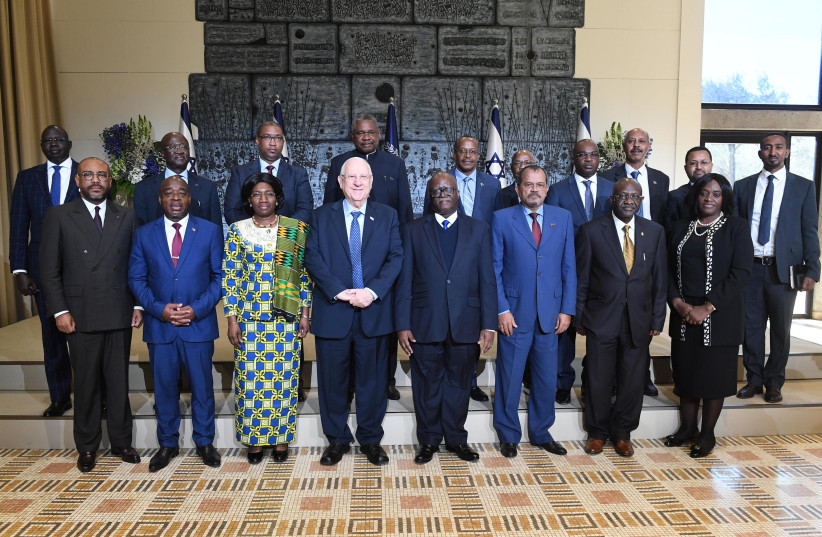 President Rivlin meets with ambassadors from African countries (photo credit: MARK NEYMAN/GPO)