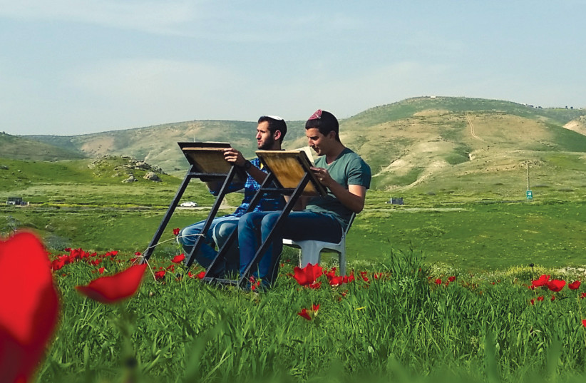 Students from the Shadmot Neria Yeshiva study in the beautiful surrounding of Shadmot Mehola in the Jordan Valley.  (photo credit: AVIHAI SHITRIT)