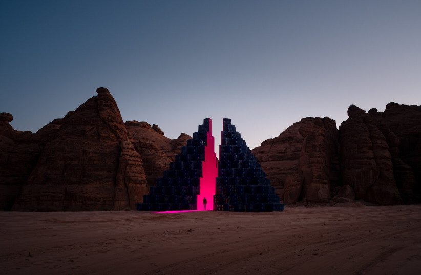 Rashed AlShashai, A Concise Passage, installation view at Desert X AlUla. (photo credit: LANCE GERBER/ COURTESY OF THE ARTIST AND DESERT X ALULA)