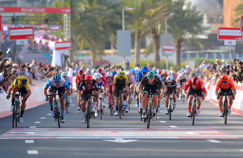 Israel Start-Up Nation competes in the 2020 UAE Tour. Rudy Barbier second to left. (photo credit: BETTINI PHOTO)