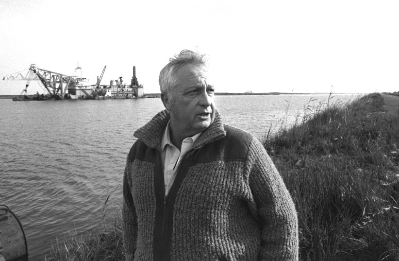 ARIEL SHARON stands on the banks of the Suez Canal in Egypt. (photo credit: REUTERS)