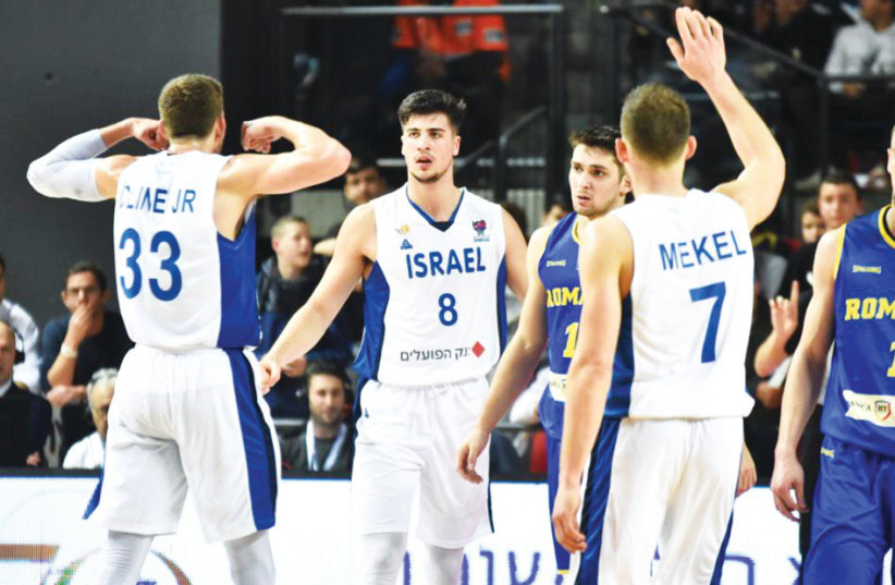 DENI AVDIJA (8) was dominant for Israel in last night’s 87-63 victory over Romania, with the 19-year-old swingman racking up a game-high 21 points and grabbing eight rebounds to lift the blue-and-white to a 2-0 record in EuroBasket qualifying (photo credit: DOV HALICKMAN PHOTOGRAPHY)