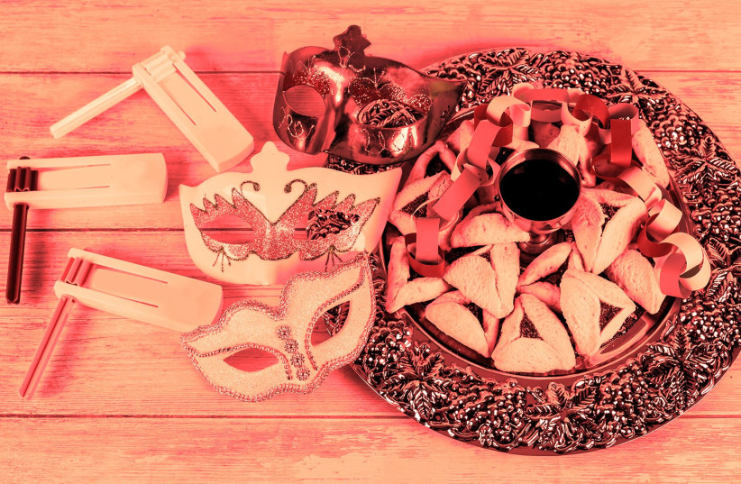 Purim groggers, masks and hamantaschen (photo credit: GETTY IMAGES)