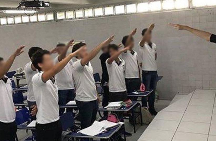 Students in Brazil give Nazi salute in class (photo credit: JTA)