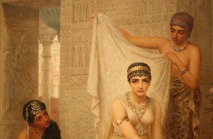 A painting of Queen Esther by Edwin Long, 1878, at the National Gallery of Victoria, Melbourne (photo credit: Wikimedia Commons)