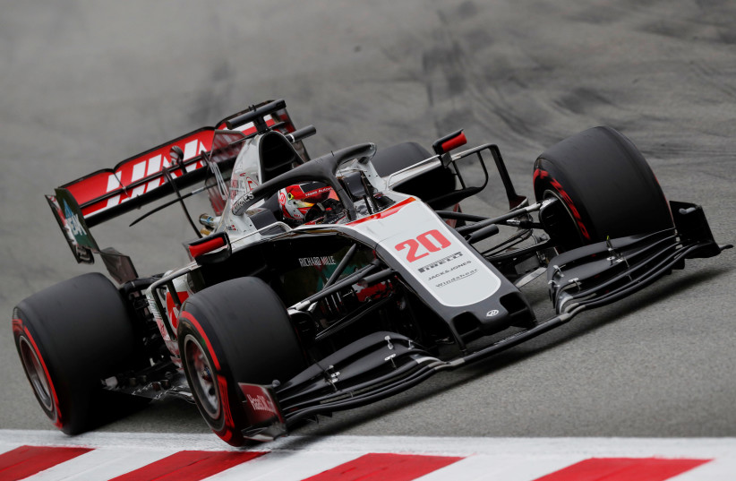 Haas' Kevin Magnussen in action during testing (photo credit: REUTERS)