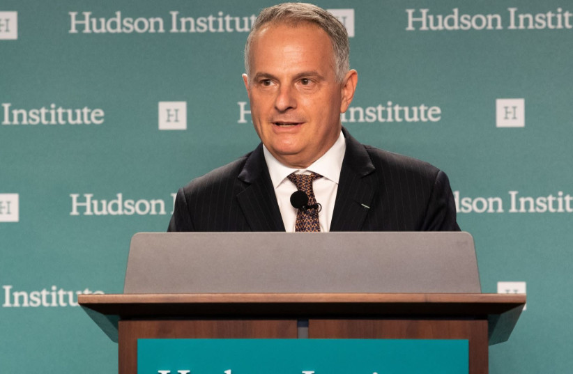 Kenneth Weinstein, president of the Hudson Institute, speaks at the think tank in Washington, July 24, 2018 (photo credit: MICHAEL BROCHSTEIN/SOPA IMAGES/LIGHTROCKET VIA GETTY IMAGES/JTA)