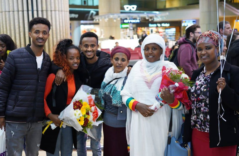 A flight of Ethiopian Jewish immigrants sponsored by the ICEJ arrive in Israel in late February 2020. (photo credit: ICEJ)