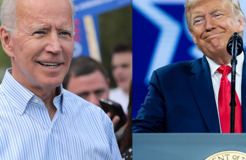 Former vice president Joe Biden (Left) and US President Donald Trump (Right) (photo credit: Wikimedia Commons)