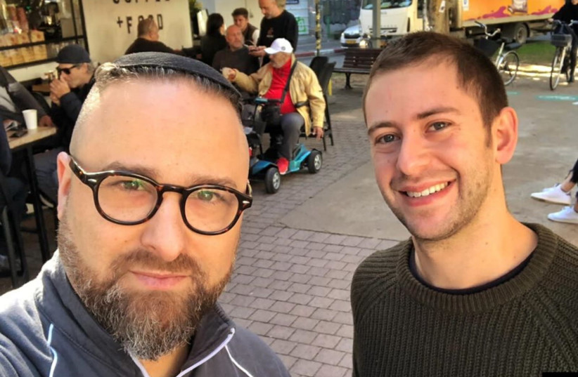 Hillel Fuld (left) and Eytan Halon (right) meet in Israel on January 1, 2019 (photo credit: HILLEL FULD)