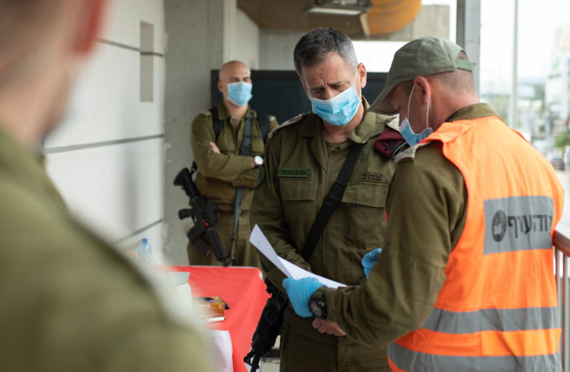 IDF Chief of Staff Aviv Kochavi in Bnei Brak on Sunday April 5 2020 (photo credit: IDF SPOKESPERSON'S OFFICE)