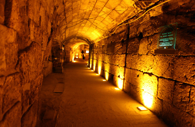 The tunnels beneath the Western Wall. (photo credit: ABIR SULTAN/FLASH90)