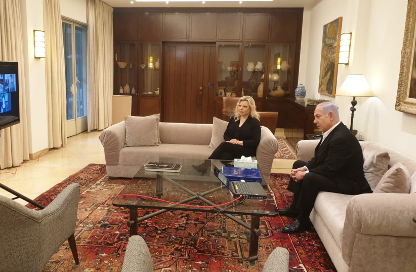 Benjamin Netanyahu and his wife Sara hold a Zikaron BaSalon meeting with Holocaust survivor (photo credit: Courtesy)