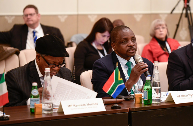 IAF African Caucus Chairmen at the IAF Chairman's Conference in Jerusalem. From left to right: MP Kenneth Meshoe, South Africa, MP Maxas N'gonga, Zambia. (photo credit: AVI HAYUN)