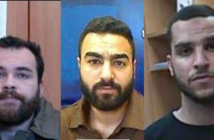 Hamas operatives 27-year-old Ahmed Sjadiyeh, 26-year-old Mohammad Hamed and 24-year-old Omer Eid who were planning to commit several terror attacks in Jerusalem and the West Bank (photo credit: SHIN BET)