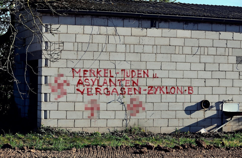 Antisemitic graffiti in the German town of Heidelberg, April 22, 2020.  (credit: AFD WATCH HEIDELBERG)