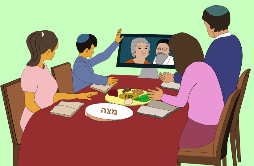 Grandparents 'Zoom' the Seder with their family (credit: JOSEFA SILMAN)