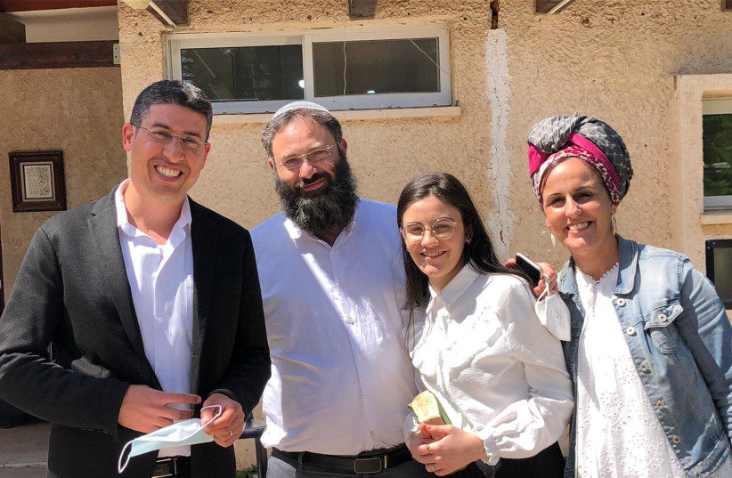 Ruth Cohen and her parents with the Head of the Shafir Regional Council Adir Neeman (photo credit: SHAFIR REGIONAL COUNCIL)