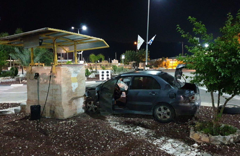 Attempted ramming attack in north-eastern West Bank, April 29, 2020 (photo credit: DEFENSE MINISTRY CROSSING AUTHORITY)