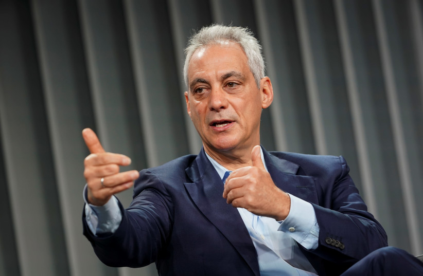 RAHM EMANUEL, former mayor of Chicago, speaks during the Wall Street Journal CEO Council, in Washington last yea (photo credit: AL DRAGO/REUTERS)