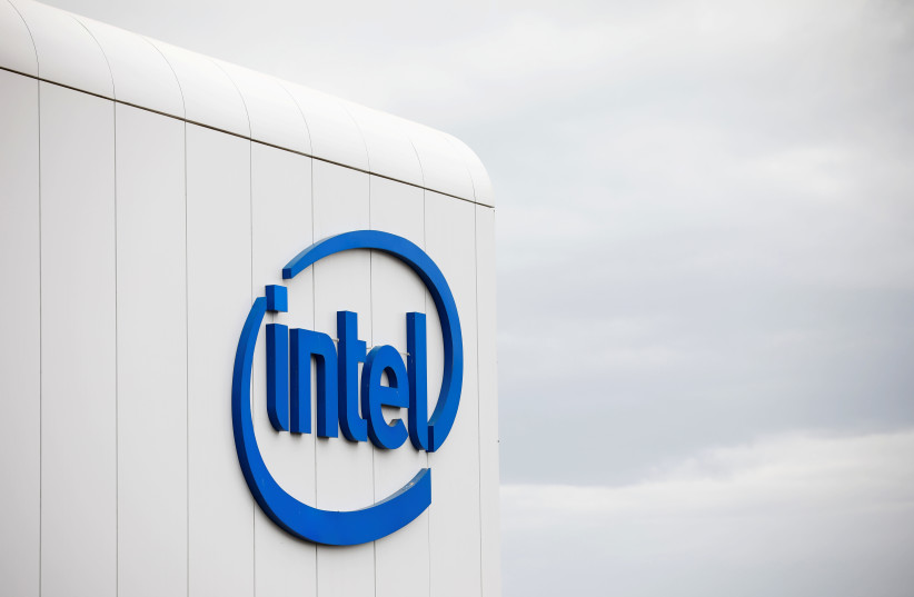 U.S. chipmaker Intel Corp's logo is seen on their "smart building" in Petah Tikva, near Tel Aviv (photo credit: REUTERS)