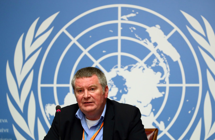 Mike Ryan, Executive Director of the World Health Organisation (WHO), attends a news conference at the United Nations in Geneva, Switzerland May 3, 2019 (photo credit: REUTERS/DENIS BALIBOUSE)