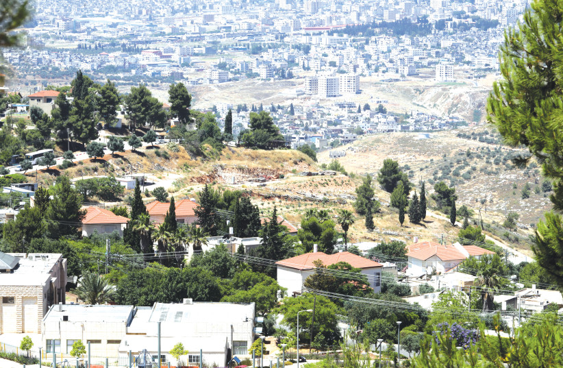 THE SETTLEMENT OF Elon Moreh, with Nablus in the background. (photo credit: MARC ISRAEL SELLEM/THE JERUSALEM POST)