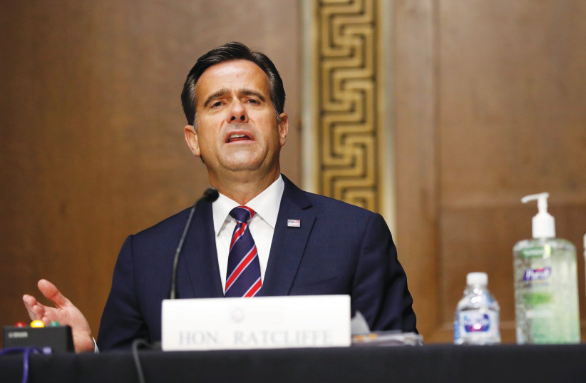 REP. JOHN RATCLIFFE (R-Texas) testifies before a Senate Intelligence Committee nomination hearing in Washington on May 5. (photo credit: REUTERS)