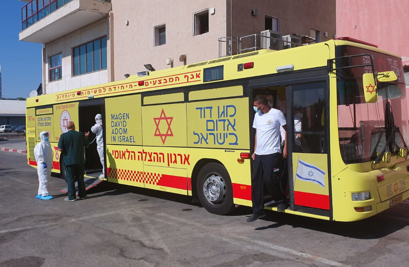 MDA uses ambulance bus to evacuate nine from southern Israel nursing home (photo credit: MAGEN DAVID ADOM)