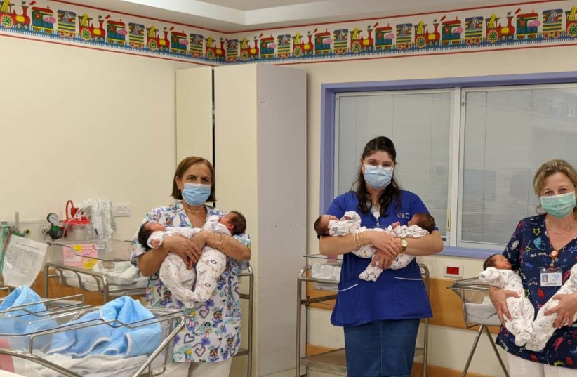 Baby Boom: Shaare Zedek sees five pairs of twins born on same day. (photo credit: SHAARE ZEDEK MEDICAL CENTER)